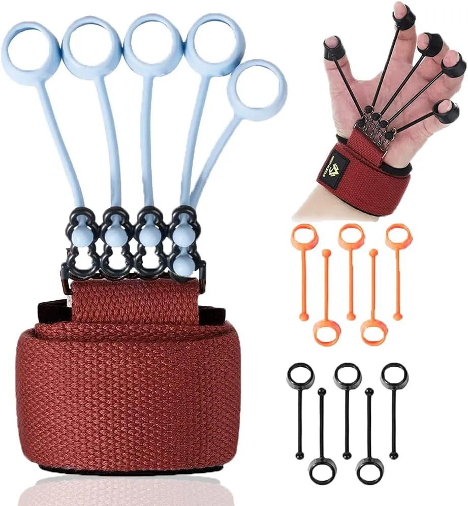 Finger Strengthener Exerciser Trainer, Hand Gripper Strengthen Trainer 3 Resistance Levels Finger Grip Stretcher Flexion Workout Extension Training Band Strengthening Rehab Therapy Devices