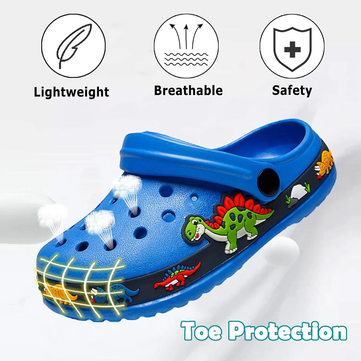 FLIOZY Boys Girls Garden Clogs: Classic Graphic Beach Sandals - Summer Slip On Water Shoes - Outdoor Non-Slip Slippers for Toddler Little/Big Kid