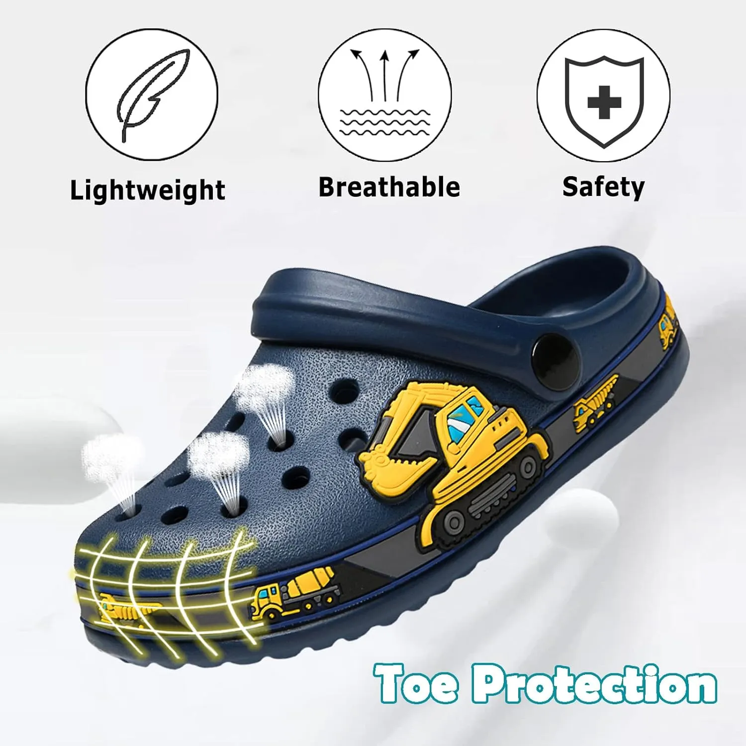 FLIOZY Boys Girls Garden Clogs: Classic Graphic Beach Sandals - Summer Slip On Water Shoes - Outdoor Non-Slip Slippers for Toddler Little/Big Kid