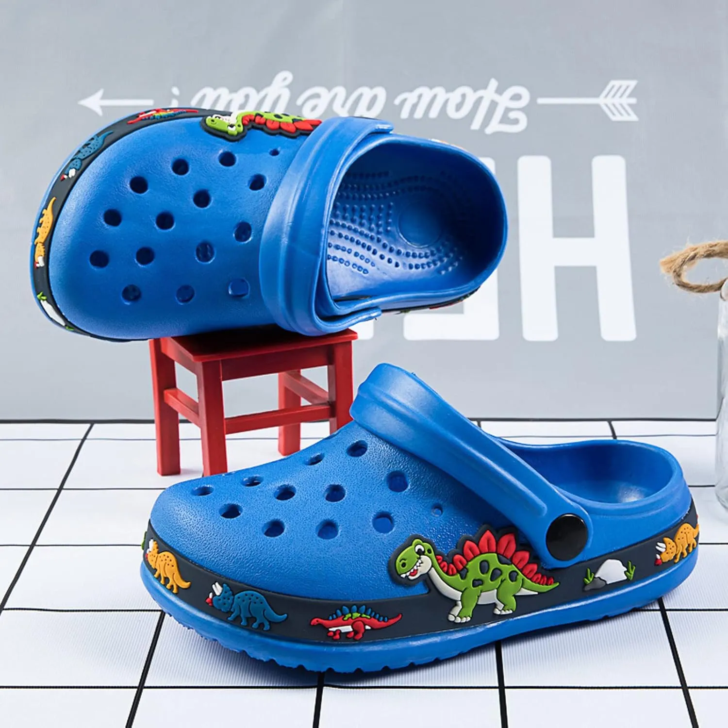 FLIOZY Boys Girls Garden Clogs: Classic Graphic Beach Sandals - Summer Slip On Water Shoes - Outdoor Non-Slip Slippers for Toddler Little/Big Kid