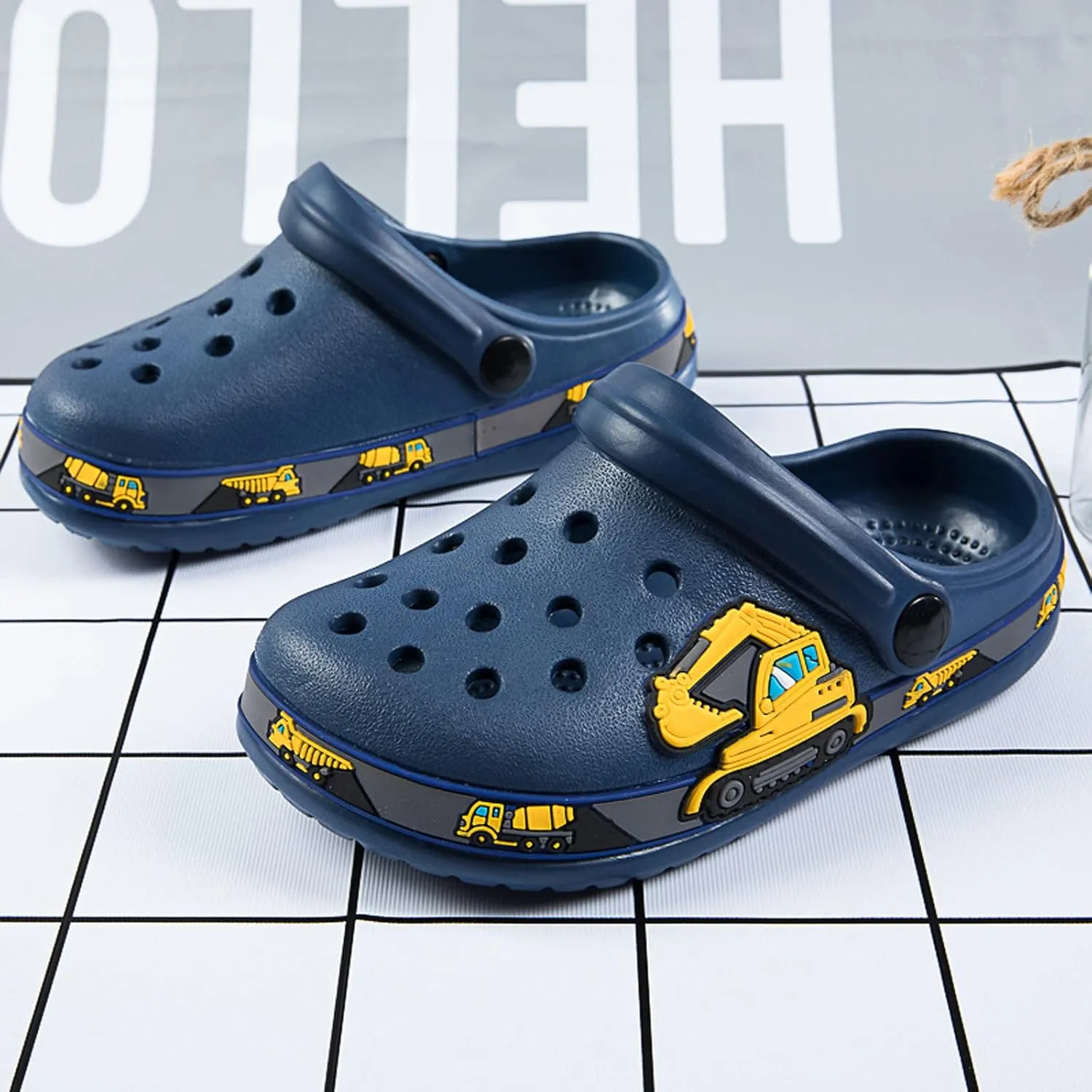 FLIOZY Boys Girls Garden Clogs: Classic Graphic Beach Sandals - Summer Slip On Water Shoes - Outdoor Non-Slip Slippers for Toddler Little/Big Kid