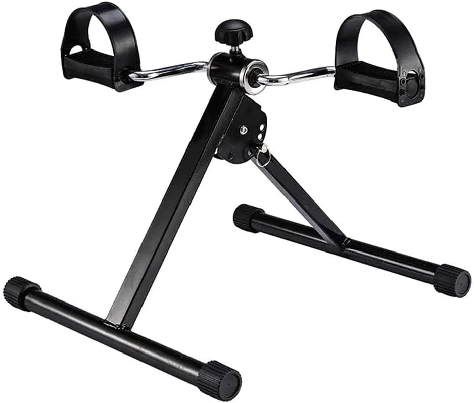 Folding Pedal Exerciser,Portable Mini Exercise Bike with Adjustable Resistance and Easy to Assemble for Legs and Arms Workout Pedal Trainer