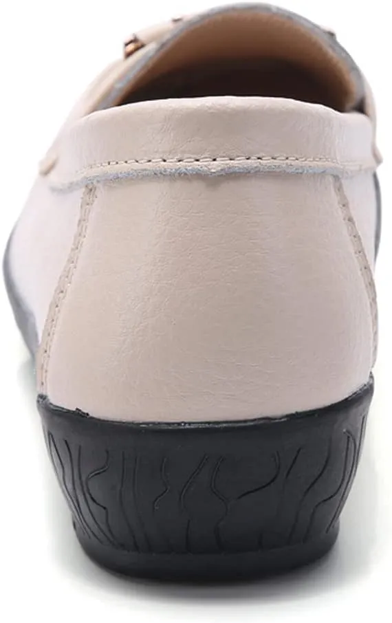 FolHaoth Loafers for Womens Comfortable Leather Moccasins Dress Shoes Casual Slip On Walking Womens Flats Loafers Fashion Boat Shoes Classic Nurse Work Flat Shoes