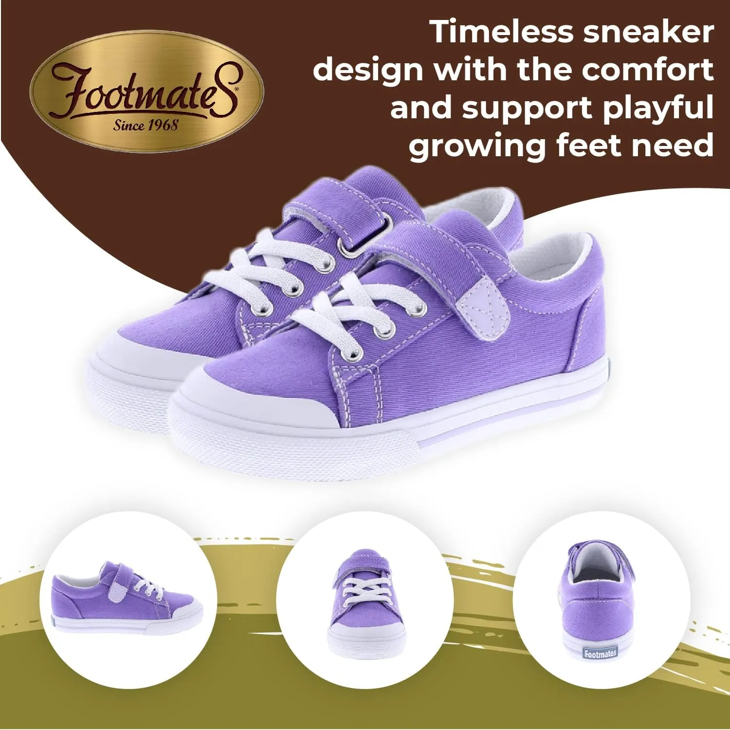 FOOTMATES Jordan Strap Canvas Flats Boys and Girls Shoes - Tennis Sneakers w/Wide Toe Box, Custom-Fit Insoles, Vulcanized Outsoles - for Infants, Toddlers, Little Kids, Ages 0-8