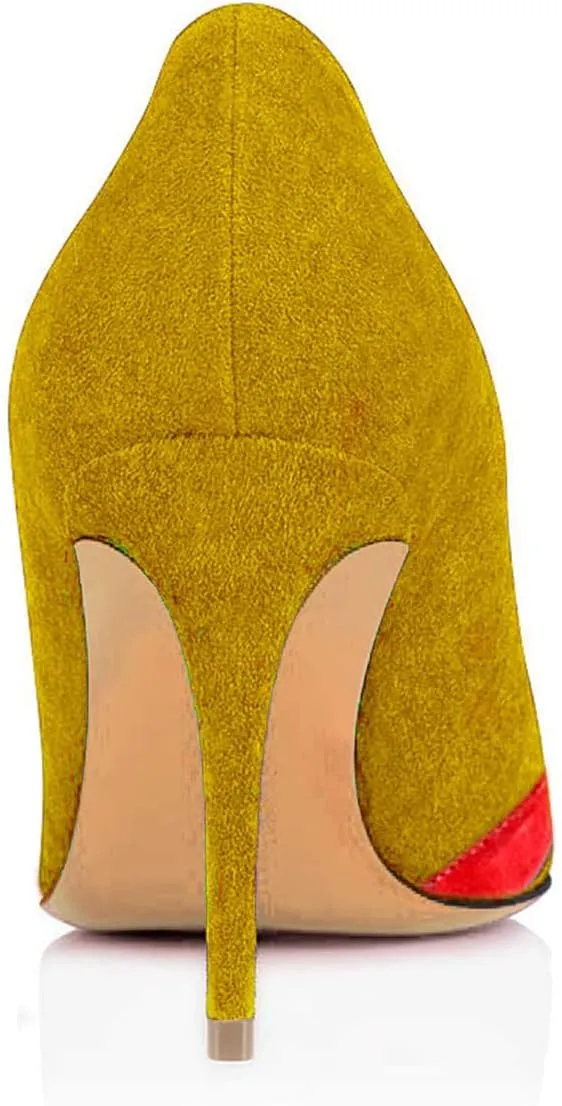 FOWT Women Kitten Heels Pumps High Heel Pointed Toe Pump Slip-on Rainbow Shoes for Dress Party Girl Ladies Full Size 4-16 M US