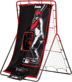Franklin Sports Baseball Pitching Target and Rebounder Net - 2-in-1 Switch Hitter Pitch Trainer   Pitchback Net - Pitching Target with Hitter   Strikezone, Red