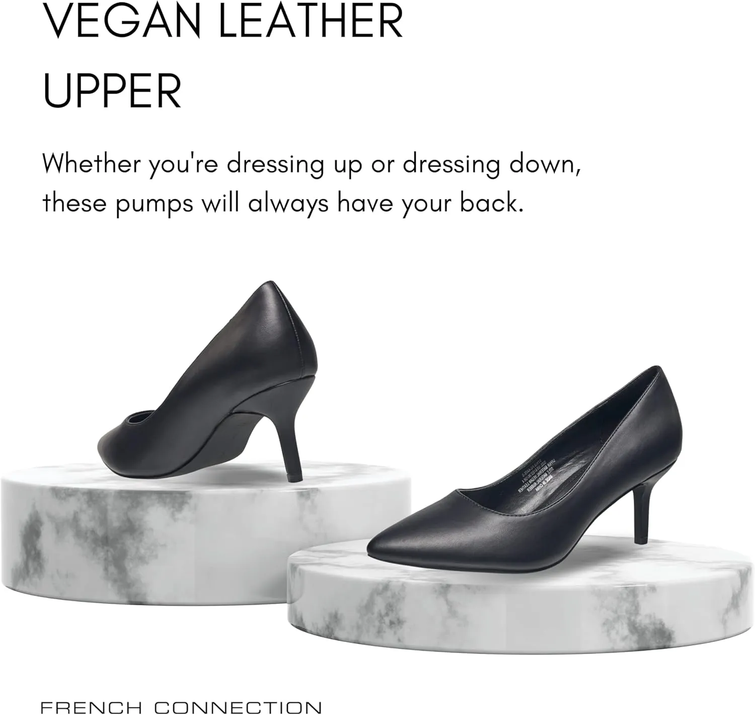 French Connection Kitten Heel Pumps for Women Closed Pointy Toe Slip-On Fashion Work Office Dress Shoes for Women