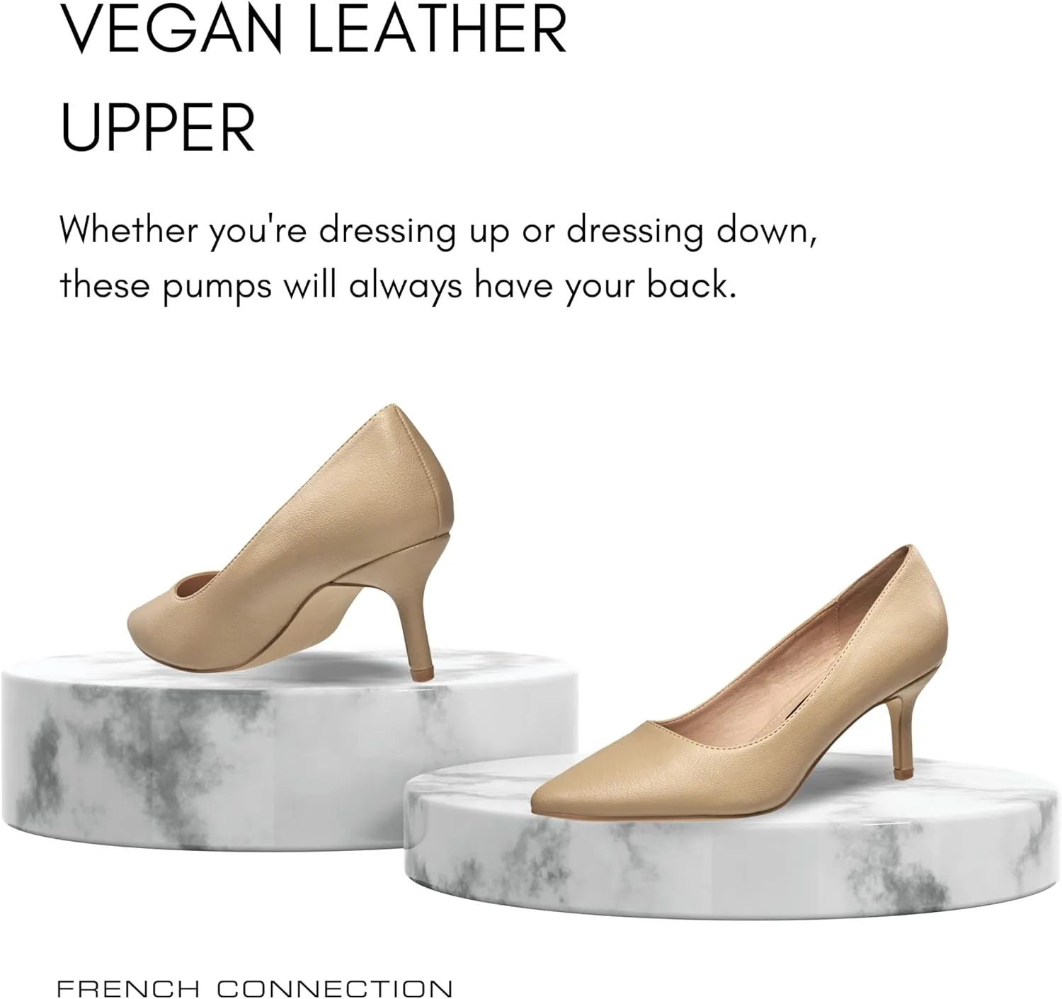 French Connection Kitten Heel Pumps for Women Closed Pointy Toe Slip-On Fashion Work Office Dress Shoes for Women