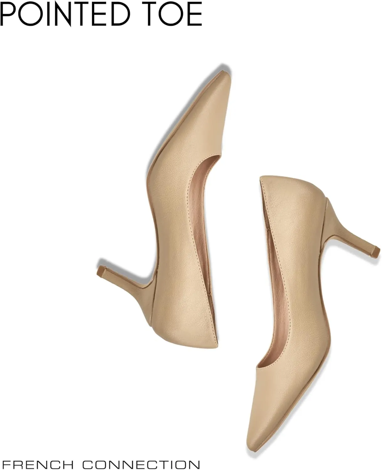 French Connection Kitten Heel Pumps for Women Closed Pointy Toe Slip-On Fashion Work Office Dress Shoes for Women