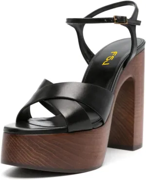 FSJ Women Chunky Block High Heel Platform Open Toe Sandals Ankle Strap Buckle Comfortable Wooden Heel Prom Party Brunch Dress Shoes Size 4-16 US