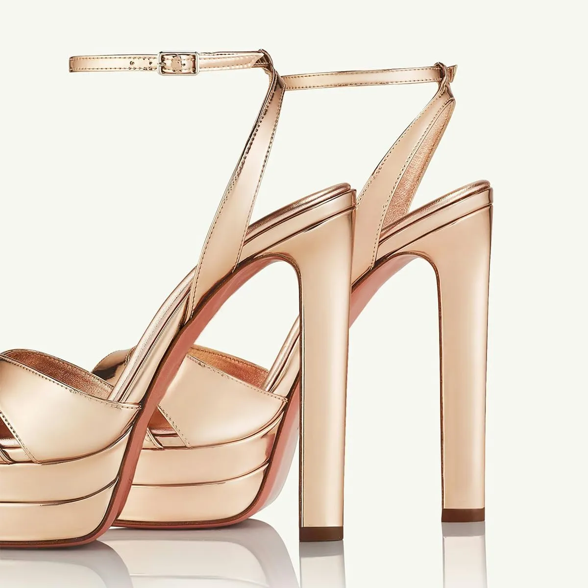 FSJ Women Peep Toe Platform Sandals Ankle Strap Chunky Block High Heel Buckled Classic Bridal Cocktail Party Prom Shoes Size 4-16 US