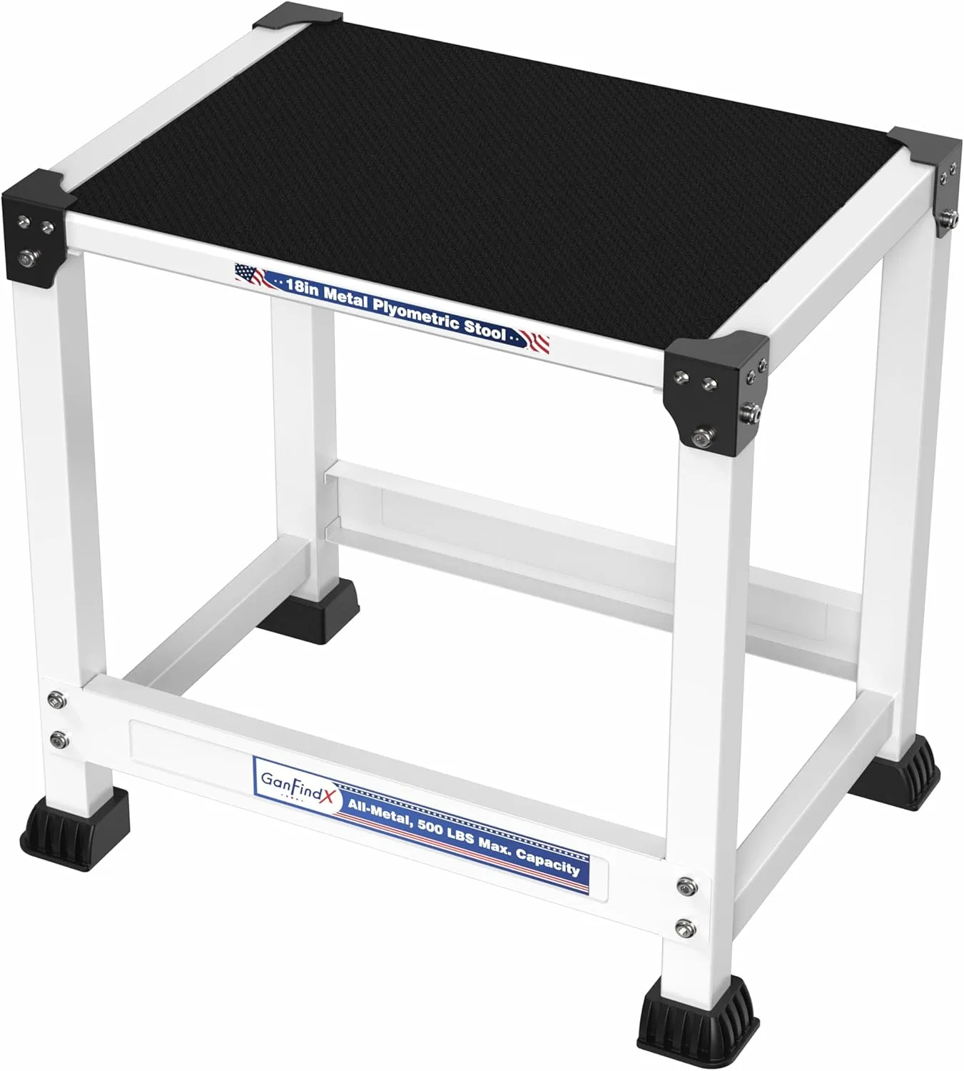 GanFindX Steel Plyo Box 12/18 Inch Surface Metal Plyometric Jumping Box Home Gym Jump Trainer for Fitness Exercise Agility Stamina Conditioning Strength Training and Dumbbell Rack