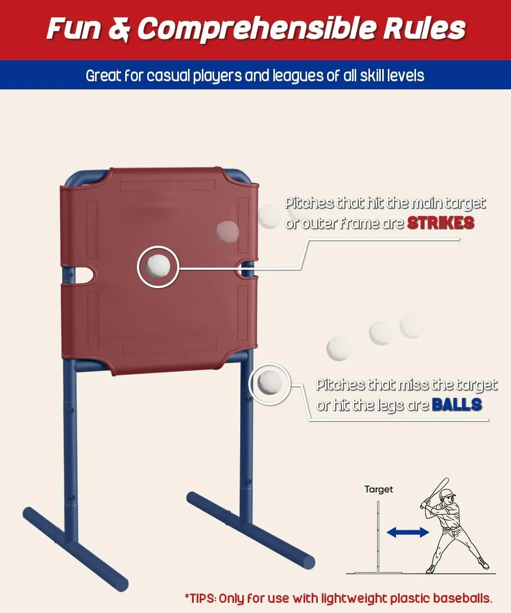 Garbuildman Baseball Strike Zone Target for Plastic Balls, Portable Metal Frame Pitching & Hitting Training Tool for Outdoor