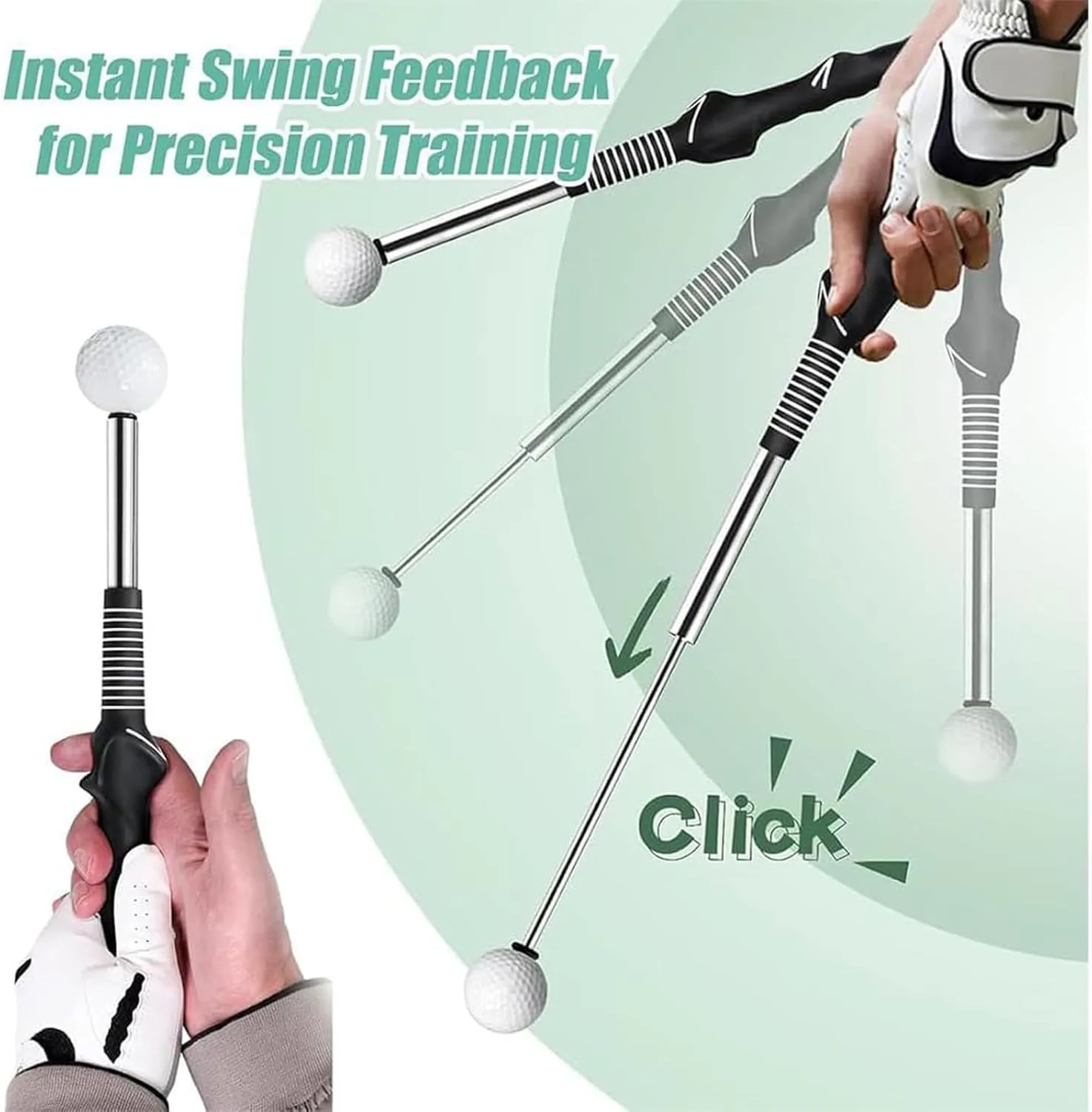 Gloryboom Golf, Retractable Golf Swing Training Aid, Telescopic Club, Golf Grip Trainer with Instant Feedback, Strength Training for Chipping Hitting, for Right & Left-Handed Golfers