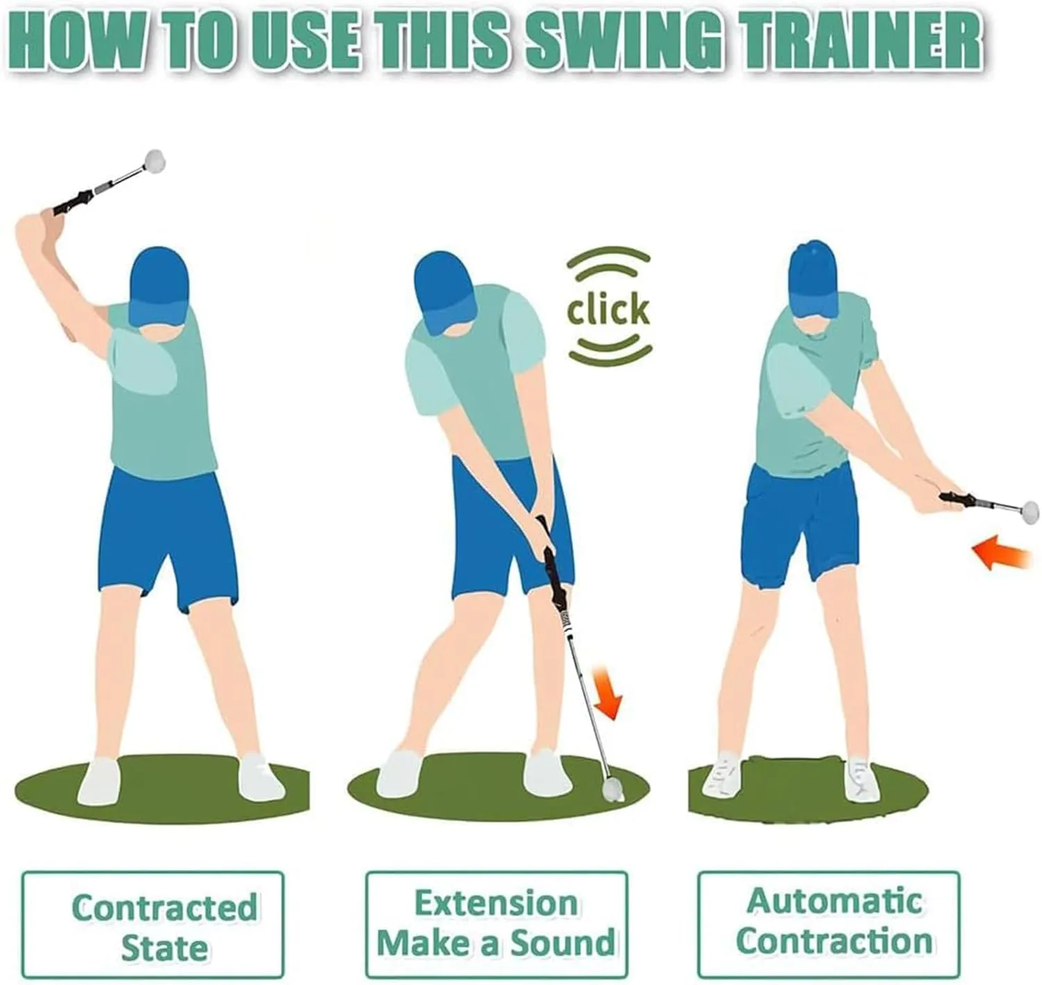 Gloryboom Golf, Retractable Golf Swing Training Aid, Telescopic Club, Golf Grip Trainer with Instant Feedback, Strength Training for Chipping Hitting, for Right & Left-Handed Golfers