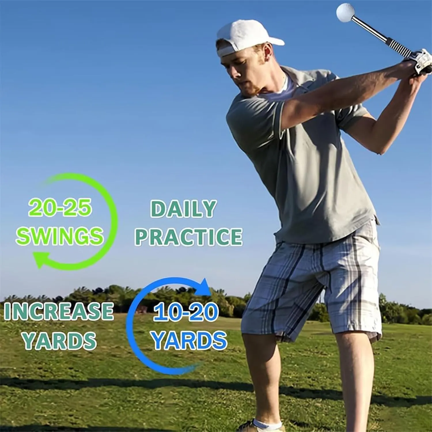 Gloryboom Golf, Retractable Golf Swing Training Aid, Telescopic Club, Golf Grip Trainer with Instant Feedback, Strength Training for Chipping Hitting, for Right & Left-Handed Golfers