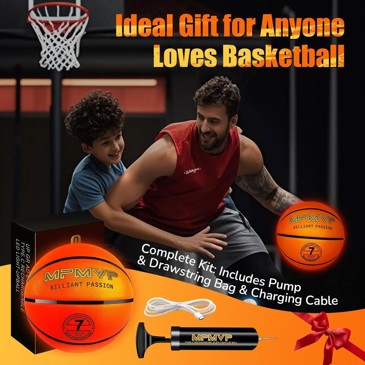 Glow in The Dark Basketball with LED Lights, Indoor/Outdoor Light Up Basketball Gifts for Boys 8-15  Year Old, Teens Gift Ideas