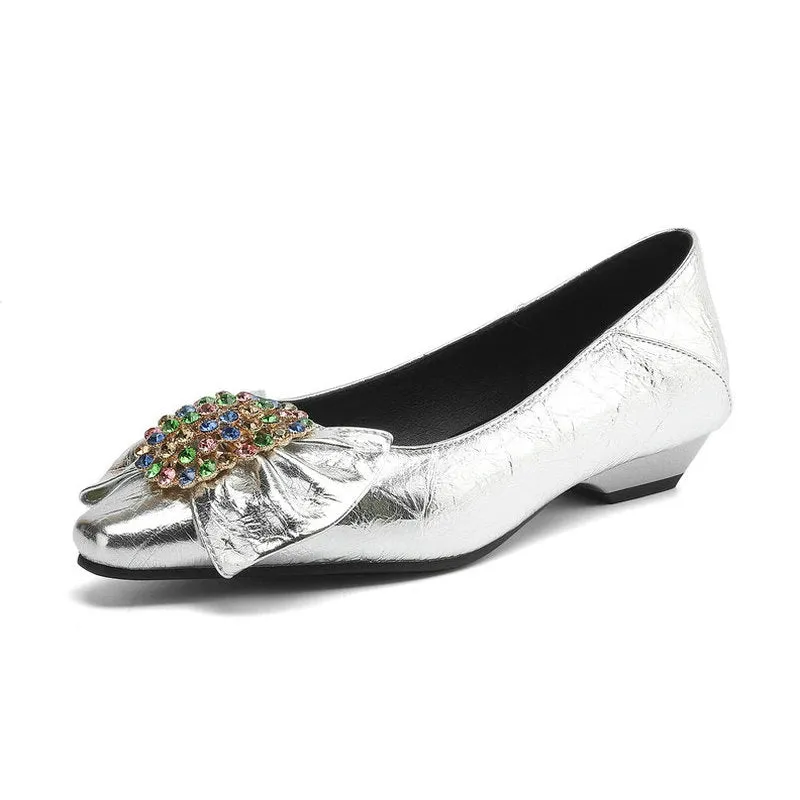 Gold Silver Women High Heel Shoes Round Toe Low Square Heel