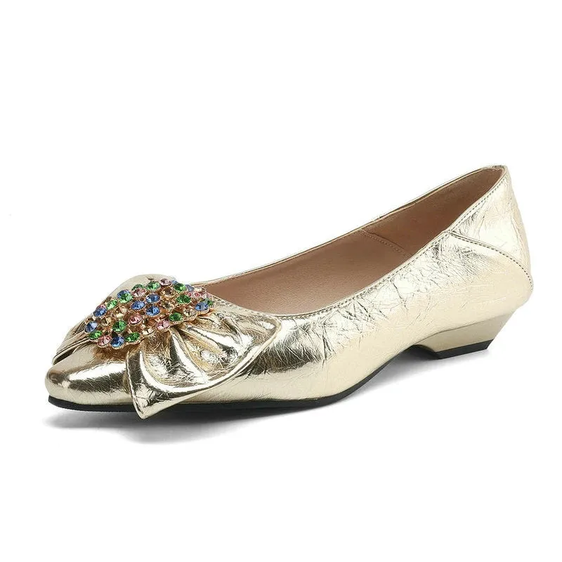 Gold Silver Women High Heel Shoes Round Toe Low Square Heel