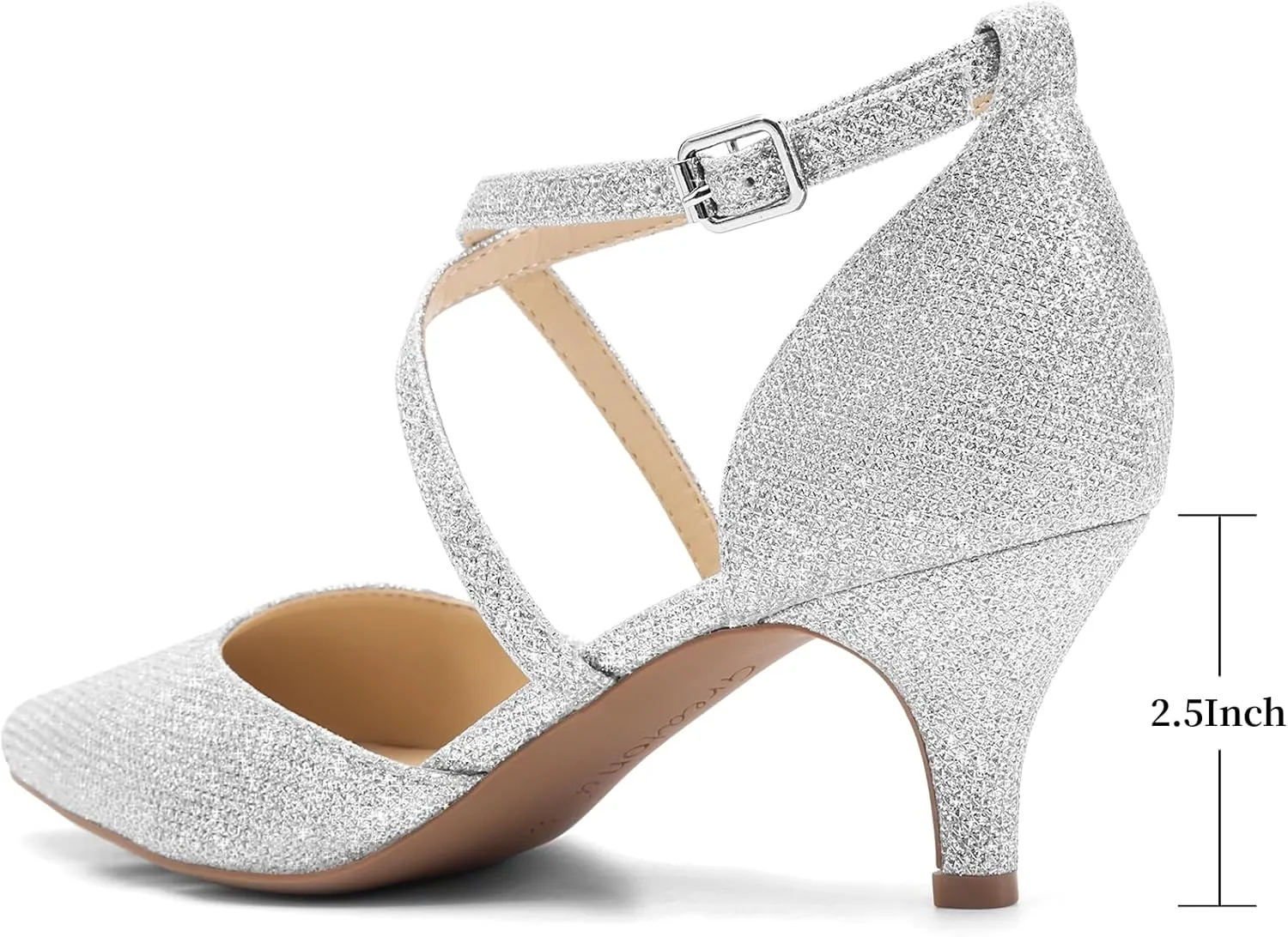 Greatonu Women's Low Heel Pumps Pointed Toe Bridal Wedding Party Kitten Heel Pump Shoes