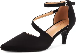 Greatonu Women's Low Heel Pumps Pointed Toe Bridal Wedding Party Kitten Heel Pump Shoes