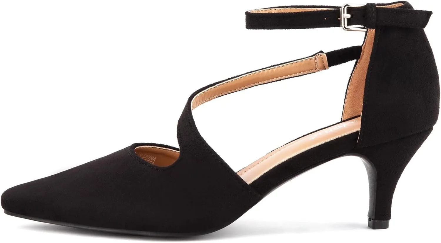 Greatonu Women's Low Heel Pumps Pointed Toe Bridal Wedding Party Kitten Heel Pump Shoes