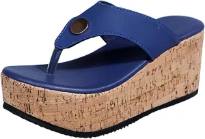 GUNIYIFS Womens platform Beach Slippers Wedge Heel Shoes Slip on Cork Sandals Summer High Heeled for Women Sandals Flip Flops
