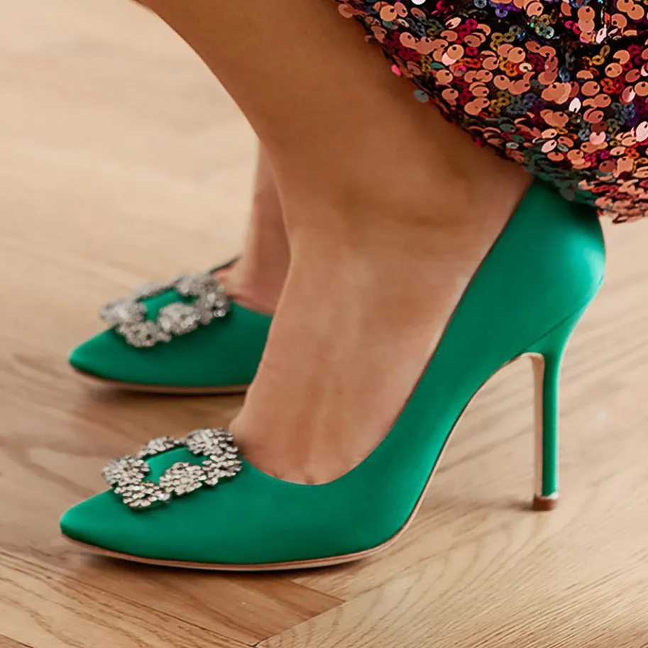 Hangisi 105 emerald satin pump