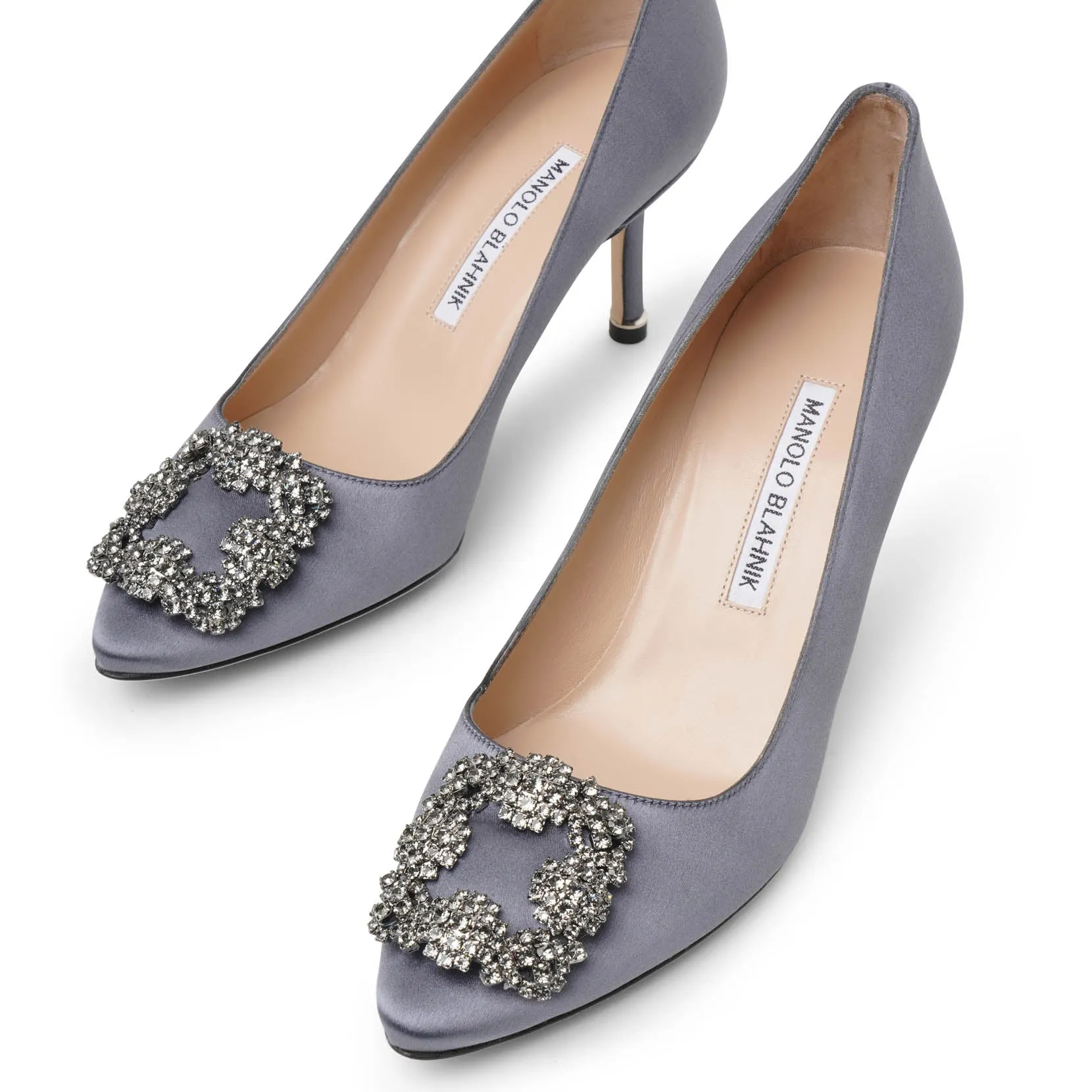 Hangisi 70 grey satin pumps