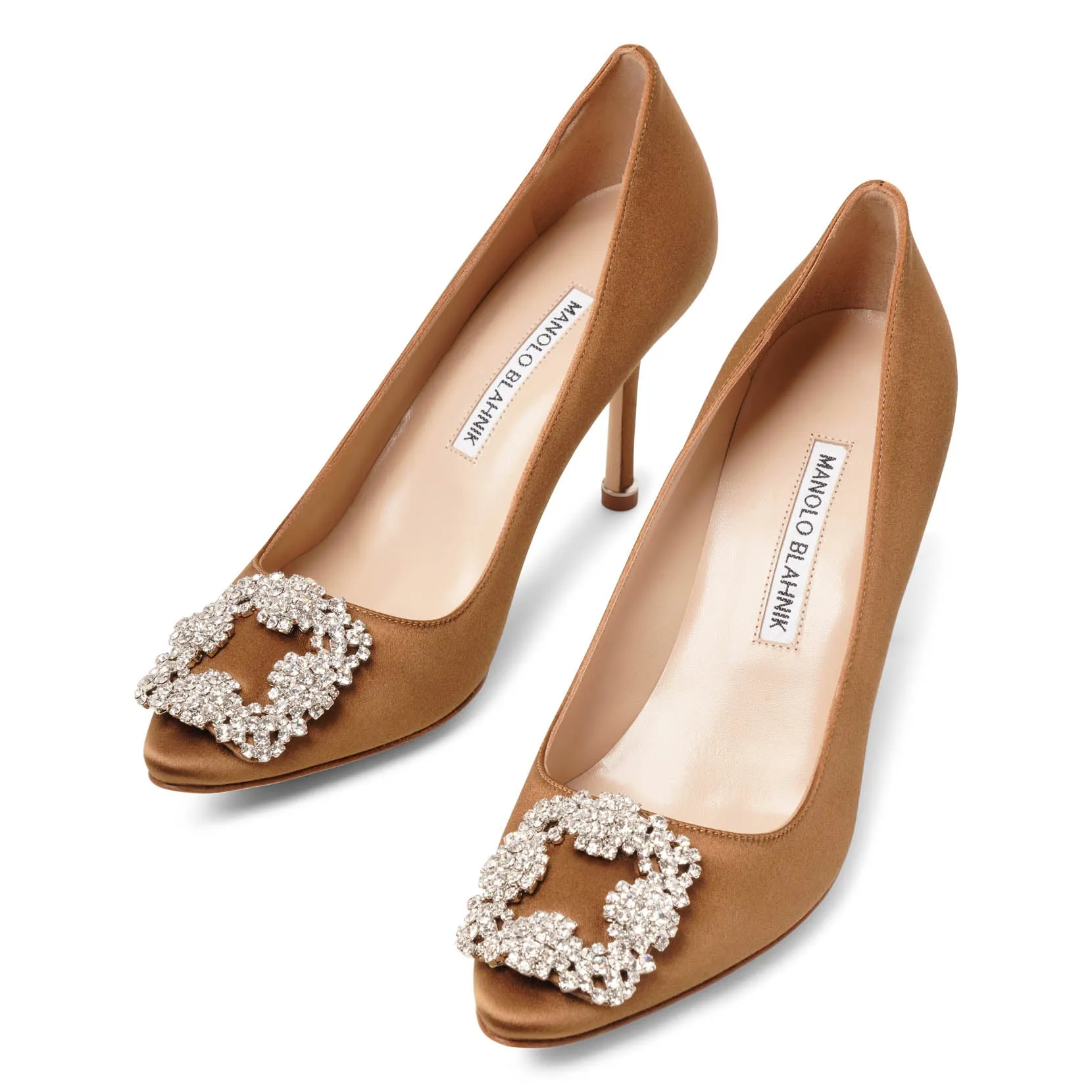 Hangisi 90 light brown satin pumps