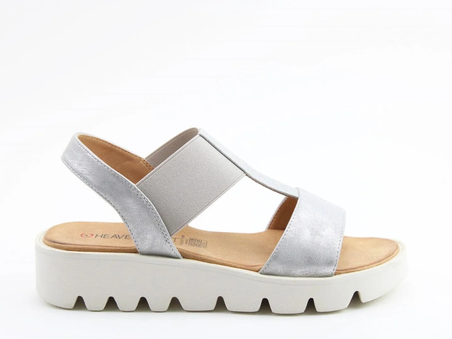 Heavenly Feet Ritz Shimmer Silver Lightweight Vegan Wedge Sandals