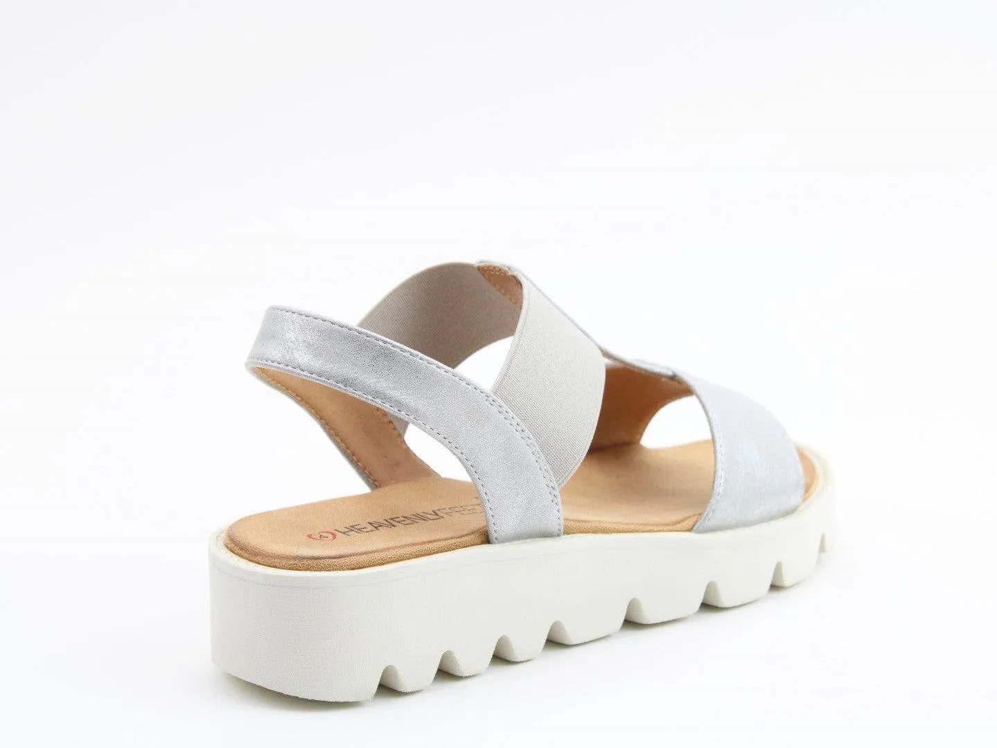 Heavenly Feet Ritz Shimmer Silver Lightweight Vegan Wedge Sandals