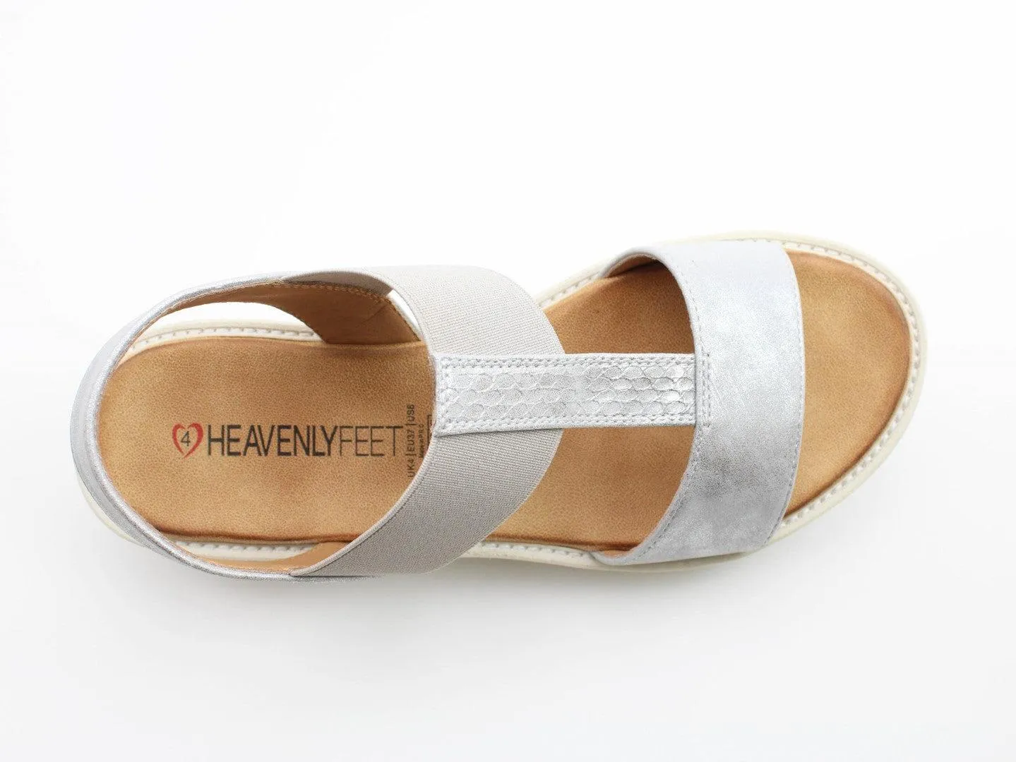 Heavenly Feet Ritz Shimmer Silver Lightweight Vegan Wedge Sandals