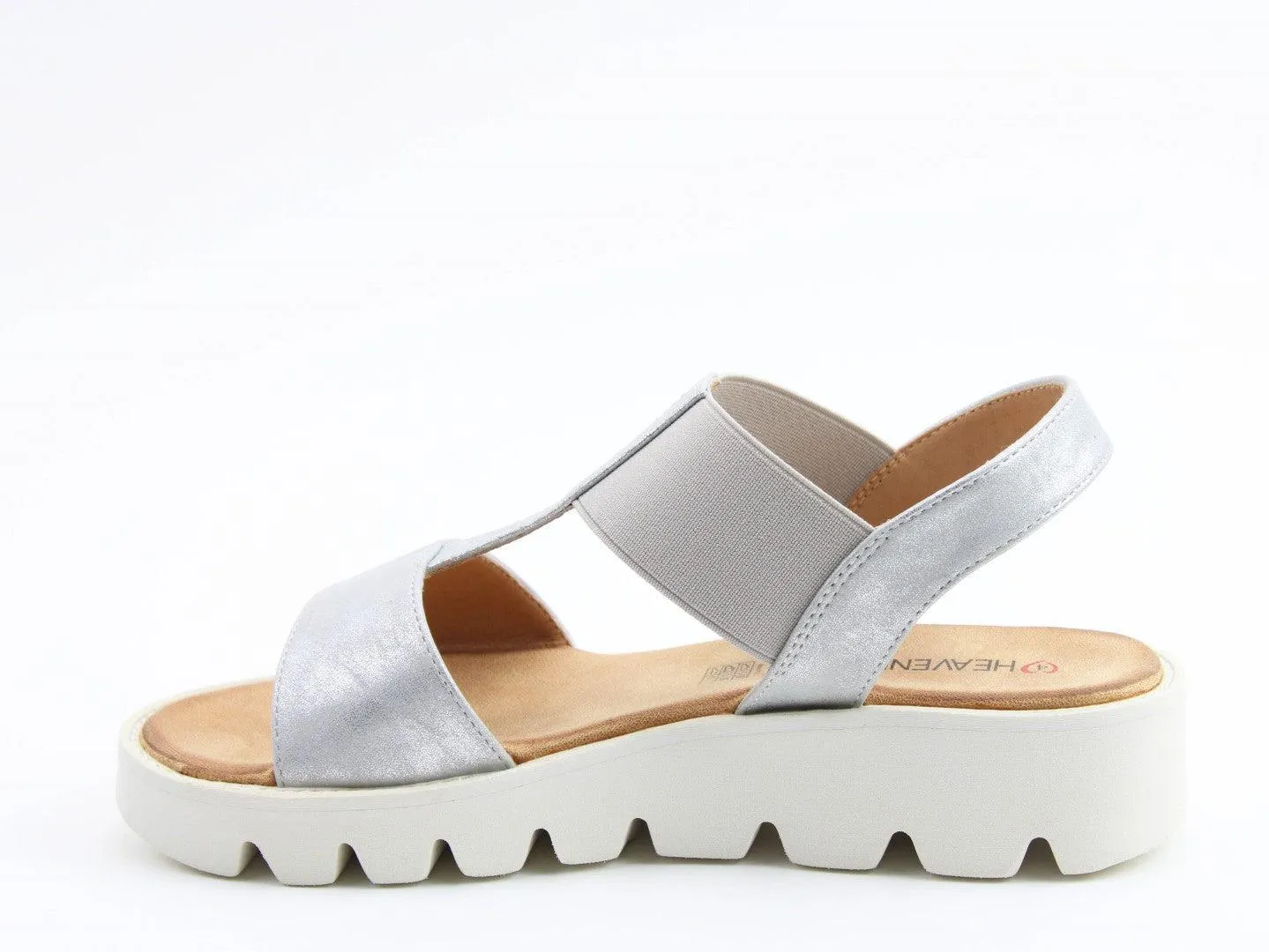Heavenly Feet Ritz Shimmer Silver Lightweight Vegan Wedge Sandals