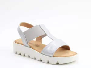 Heavenly Feet Ritz Shimmer Silver Lightweight Vegan Wedge Sandals