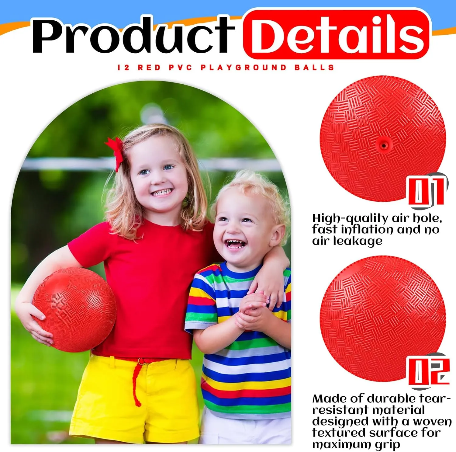 Hiboom 12 Pcs Playground Balls 5 Inch Dodgeball Playground Balls Kick Outdoor Inflatable with 1 Pcs Hand Pump for Adults Yoga Exercise Gym Schoolyard(Red)
