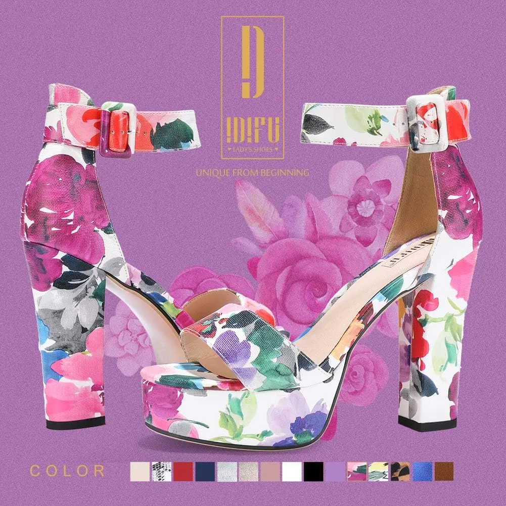 IDIFU Women's Ankle-Strap Heeled Sandal