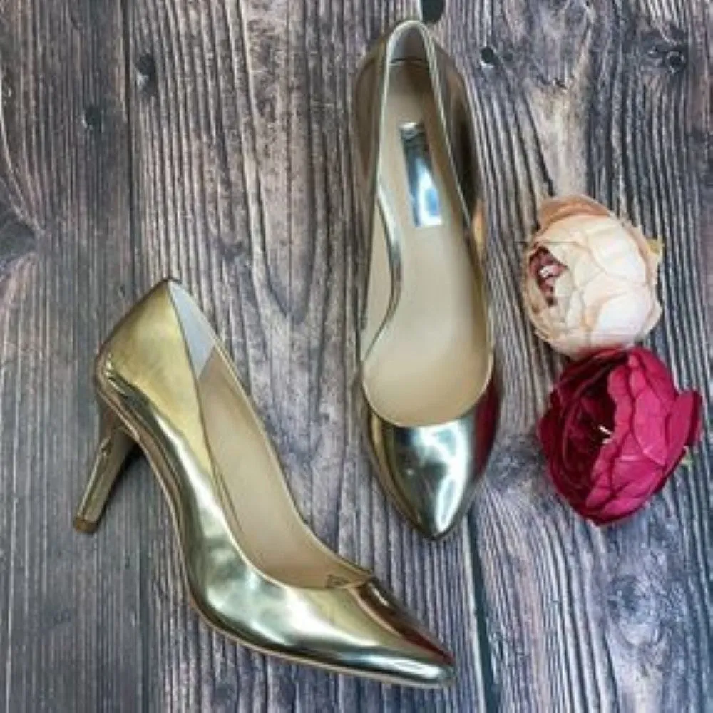 INC Gold Zitah Pointed Toe Pumps 8W