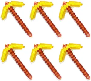 Inflatable Diamond Pick Axe Weapon Toys Fun Pixel Craft Mattock Hoe Shovel Hatchet, 6 Pack Blow Up Crafting Pickaxe Birthday Pirate Party Favors For Halloween Carnival Cosplay Pool Backyard Video Game