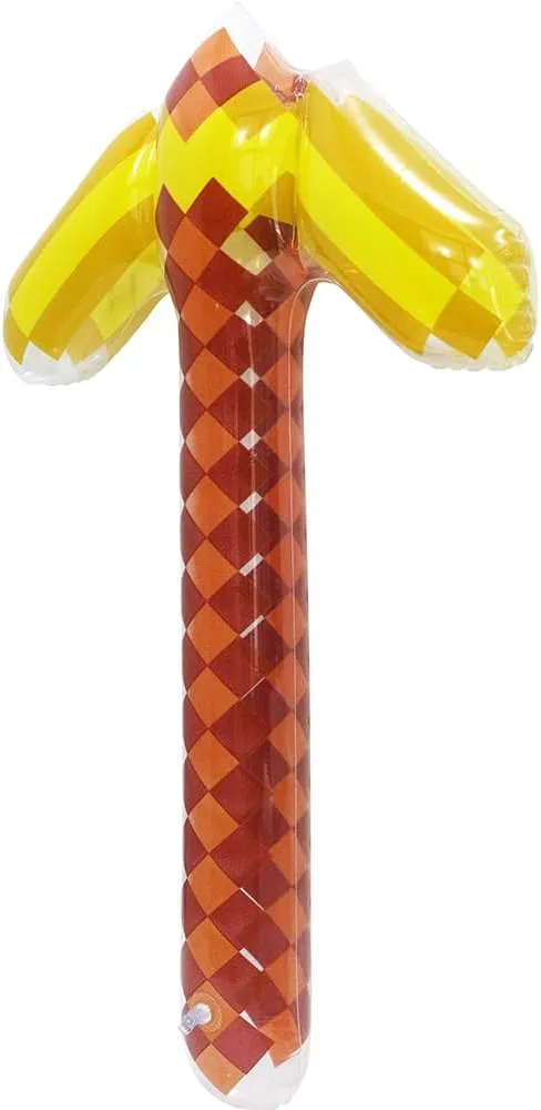 Inflatable Diamond Pick Axe Weapon Toys Fun Pixel Craft Mattock Hoe Shovel Hatchet, 6 Pack Blow Up Crafting Pickaxe Birthday Pirate Party Favors For Halloween Carnival Cosplay Pool Backyard Video Game