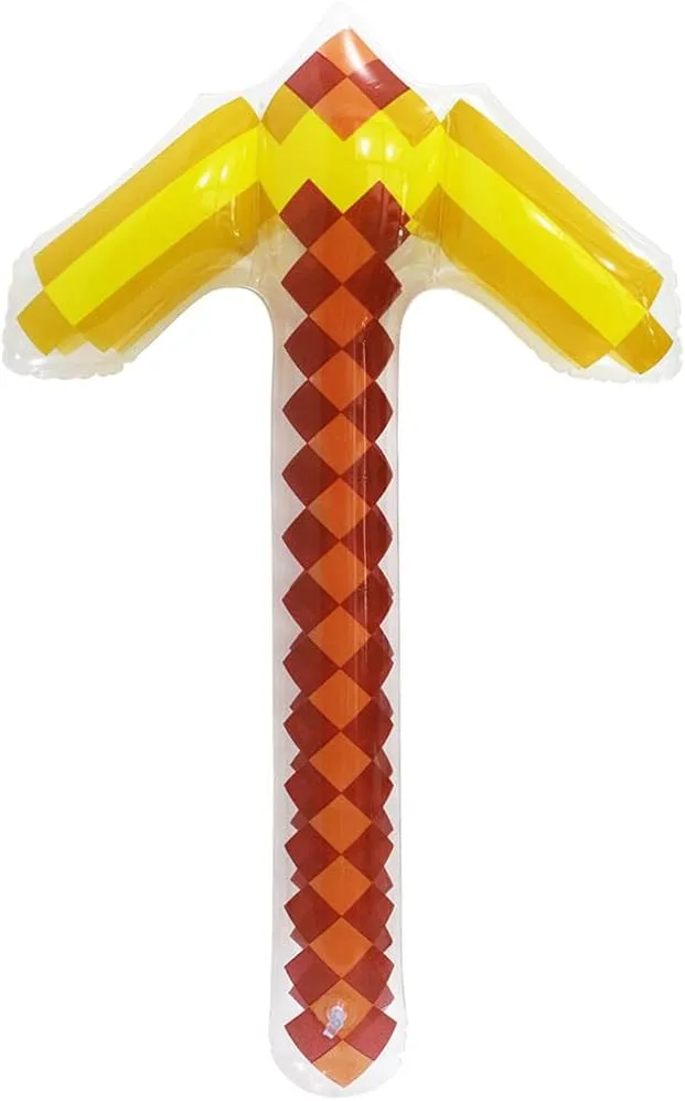 Inflatable Diamond Pick Axe Weapon Toys Fun Pixel Craft Mattock Hoe Shovel Hatchet, 6 Pack Blow Up Crafting Pickaxe Birthday Pirate Party Favors For Halloween Carnival Cosplay Pool Backyard Video Game