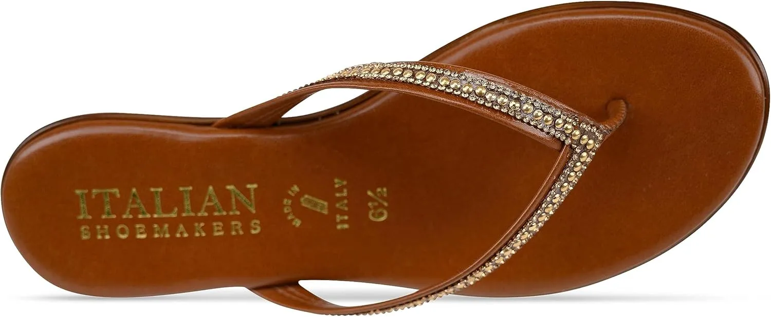 ITALIAN Shoemakers Minley Flipflops with Rhinestone Detail on Thong Sandals