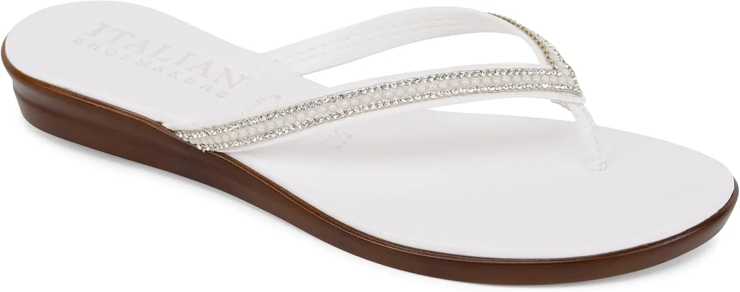 ITALIAN Shoemakers Minley Flipflops with Rhinestone Detail on Thong Sandals
