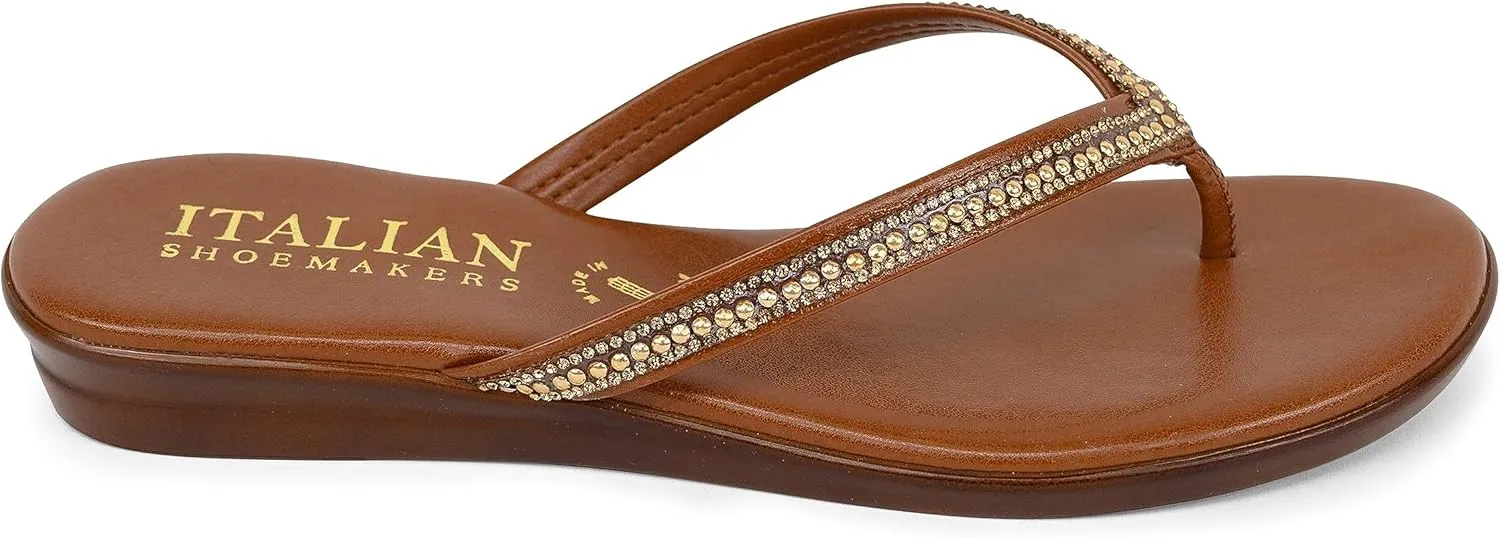 ITALIAN Shoemakers Minley Flipflops with Rhinestone Detail on Thong Sandals