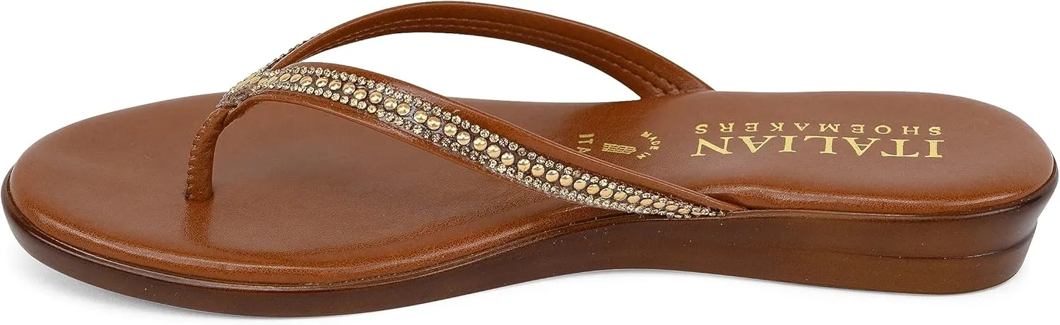 ITALIAN Shoemakers Minley Flipflops with Rhinestone Detail on Thong Sandals