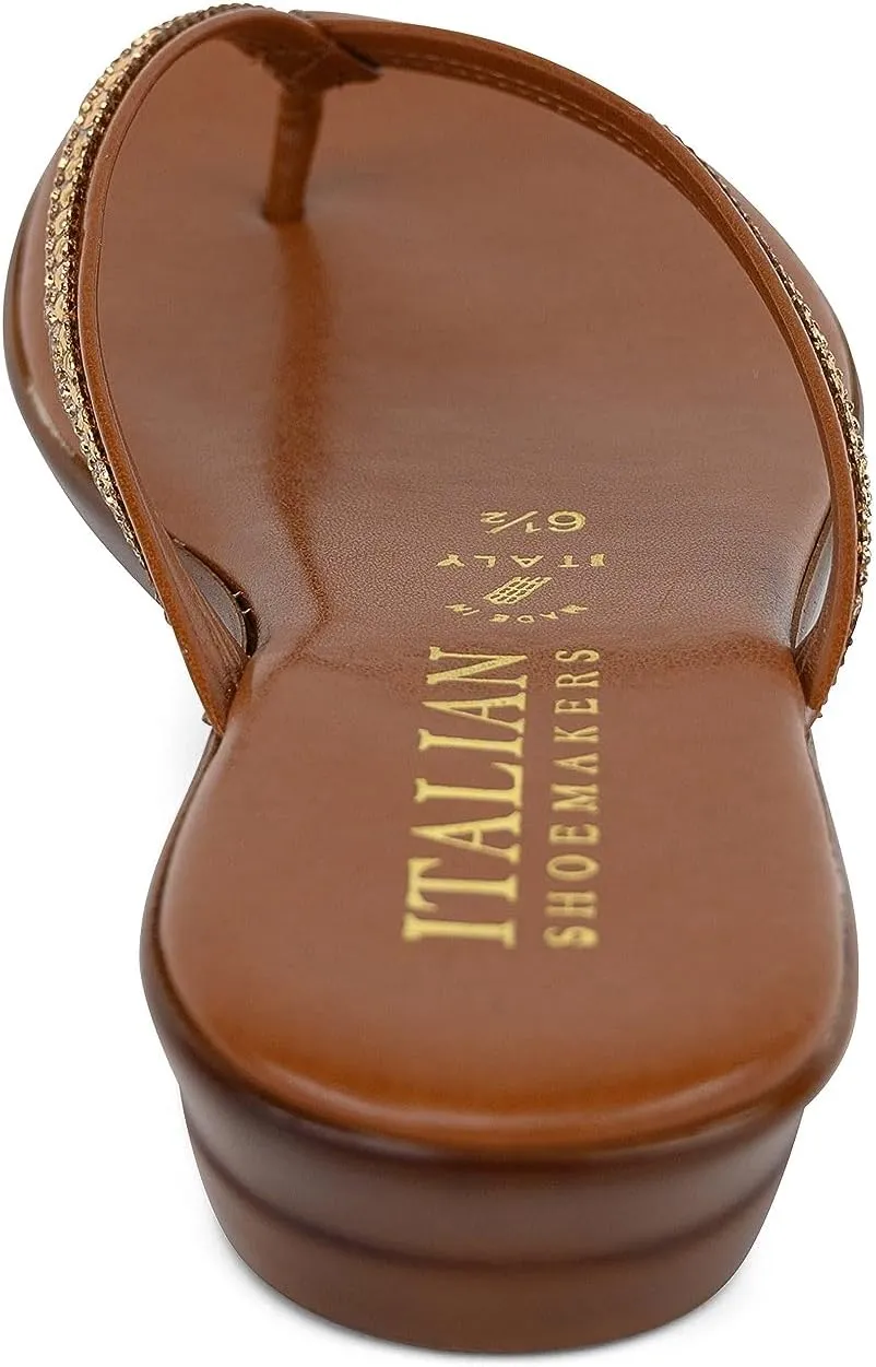 ITALIAN Shoemakers Minley Flipflops with Rhinestone Detail on Thong Sandals
