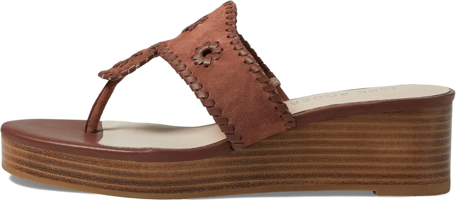 Jack Rogers Women's Jacks Mid Wedge-Suede/Stacked Sandal, Luggage, 11