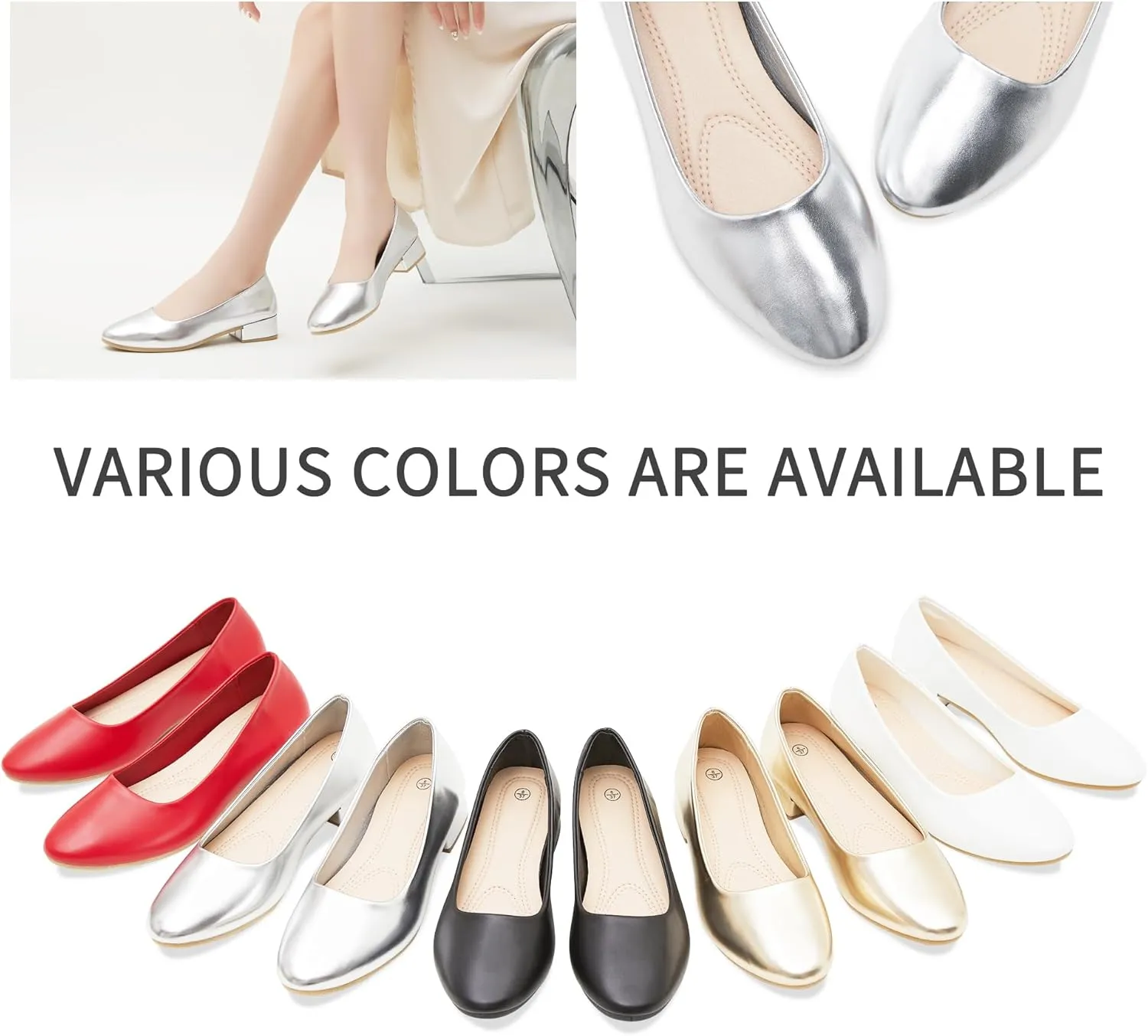 Jeekopeg Low Chunky Pumps Women's Round Toe Heels PU Leather Chunky Pump Shoes Classic Closed Toe Pumps Low Heel Dress Shoes for Women