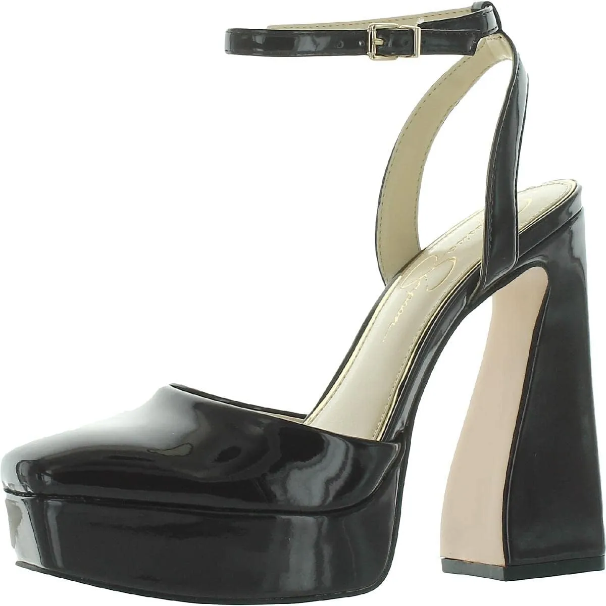 Jessica Simpson Womens Deirae Block Heel Chunky Heel Ankle Strap