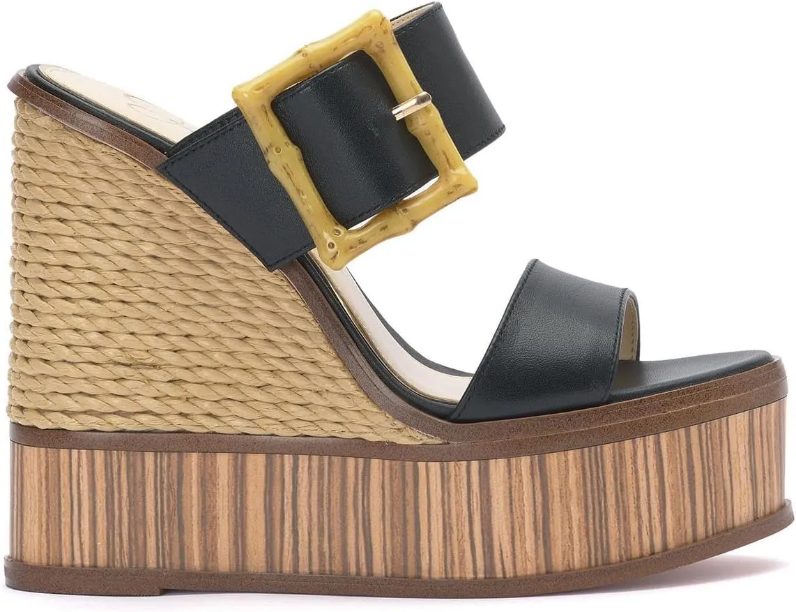 Jessica Simpson Womens Hendrya Leather Open Toe Wedge Sandals